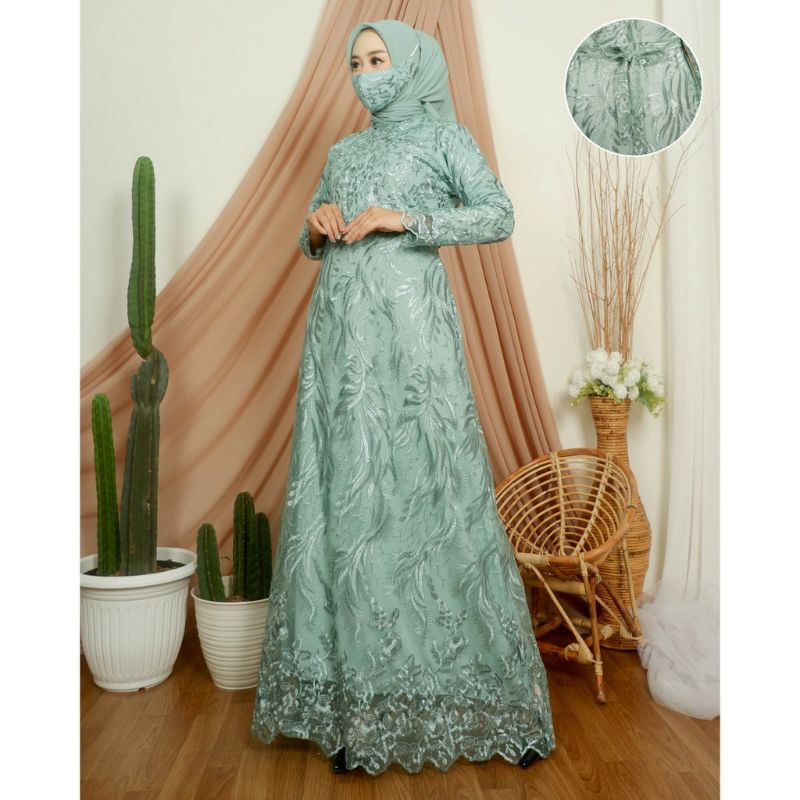 GAMIS MODERN/GAMIS FULL BRUKAT TILE MUTIARA/GAMIS MAXI BUSUI/PREMIUM QUALITY