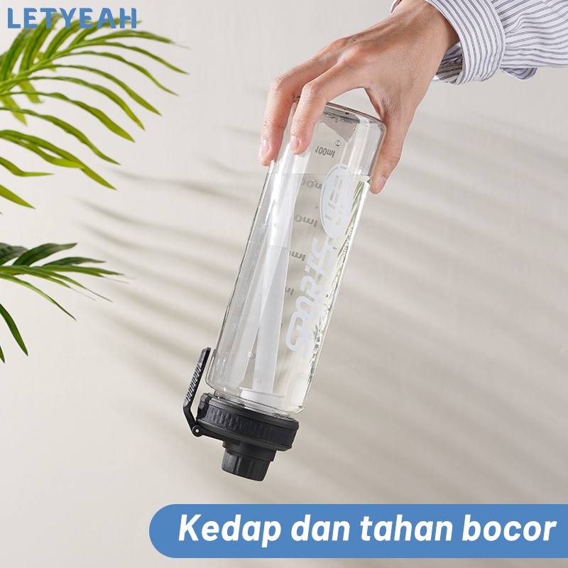 LetYeah 800ml Botol minum olahraga sport portable botol air sedotan outdoor /BPA free