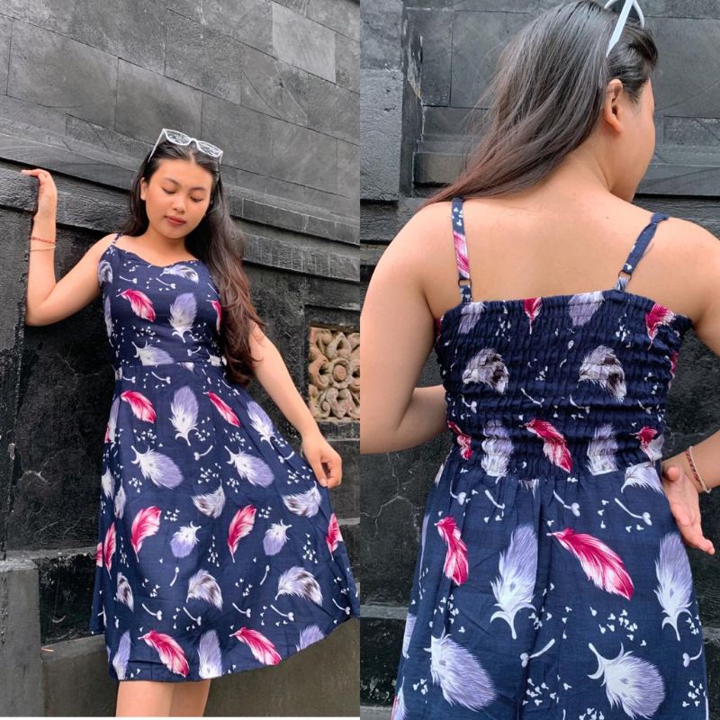 Dress wanita tali salsa (motif)