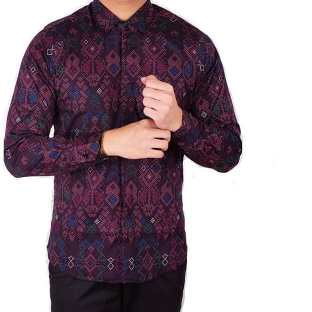 Jual The Kemeja Batik Cowok Pria Lengan Panjang / Batik Modern Songket ...