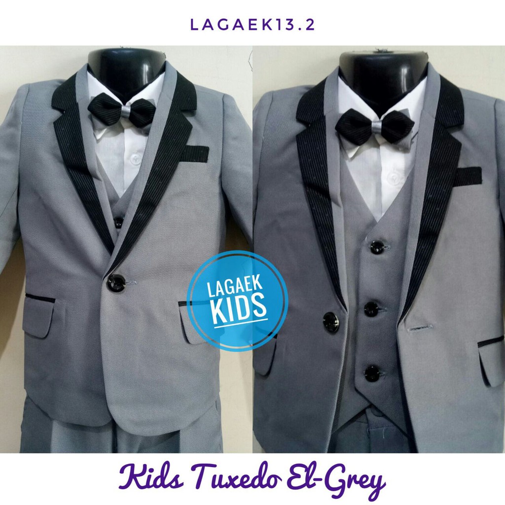 Setelan Jas Anak Laki Premium ABU 8in1 Usia 1 2 Tahun - Setelan Pesta Jas Anak COWOK Dasi Kupu Tuxedo Suits