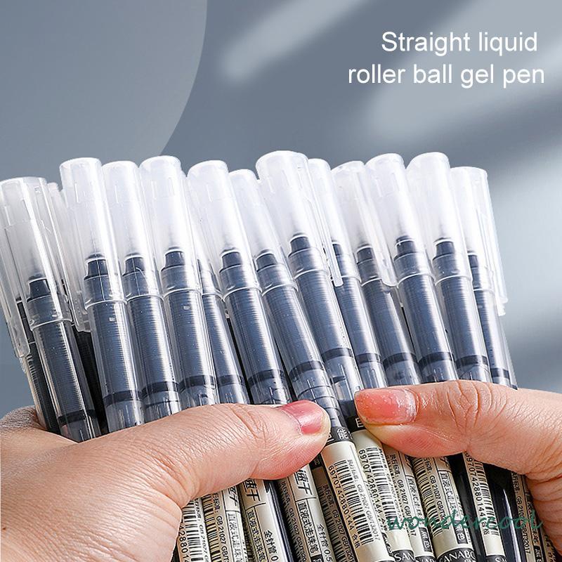 0.5mm Tip Lurus Cair Roller Ball Pen Kantor Tabung Jarum Penuh Siswa Ujian Gel Pena-Won