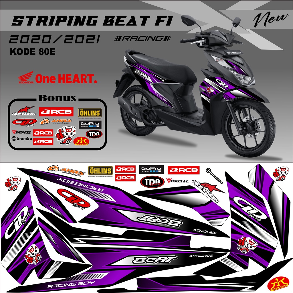 Striping Beat 2021 Variasi Stiker Motor Beat Kode 80