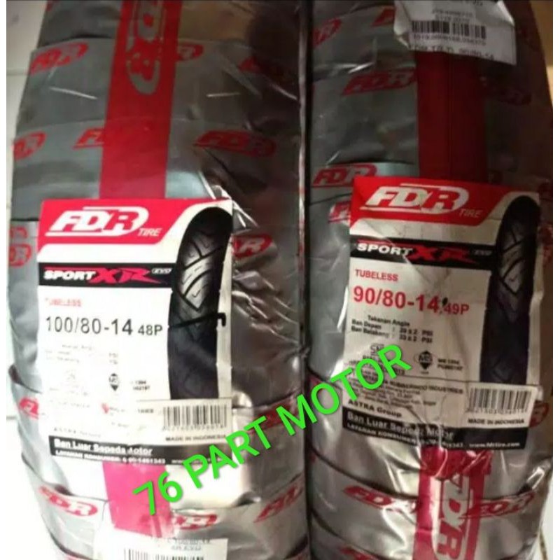 PAKET BAN TUBLES MATIC FDR SPORT XR 90/80 + 100/80 RING 14 FREE PENTIL