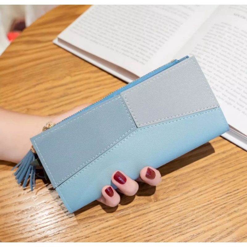 Dompet Panjang Wanita Triangle 3 motif Resleting Import