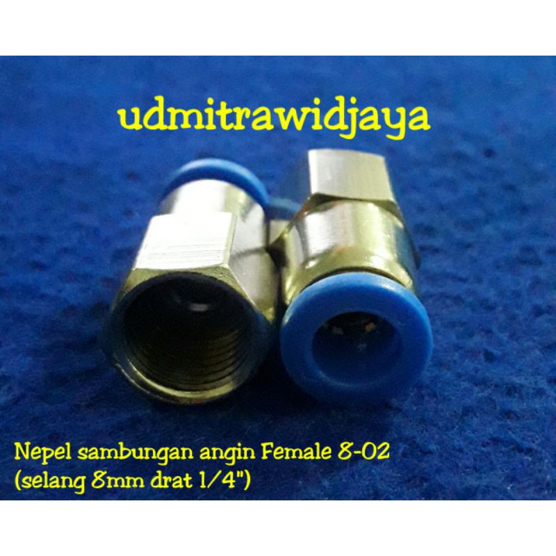 Nepel sambungan selang angin MPCF 8-02 / fitting pneumatic female 8mm drat 1/4 inc SPCF 08-02 murah