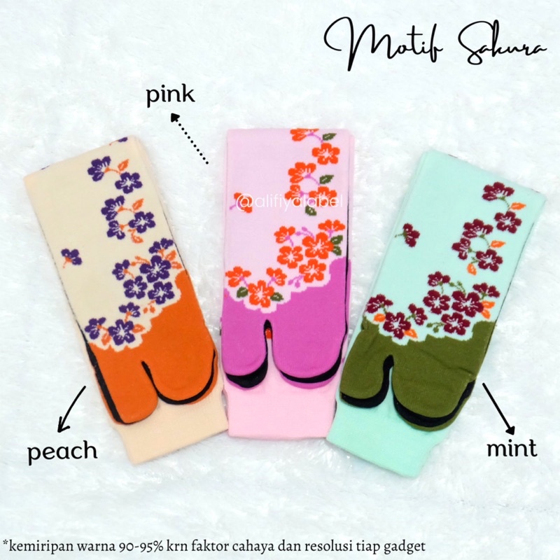 KAOS KAKI JEMPOL MUSLIMAH NILON “MOTIF SAKURA” by @alifiyalabel