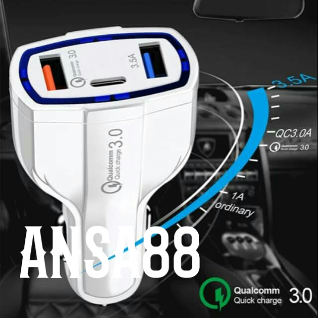 7A fast charging Qualcomm car charger USB type C casan mobil 3 port quick charge casan lighter motor