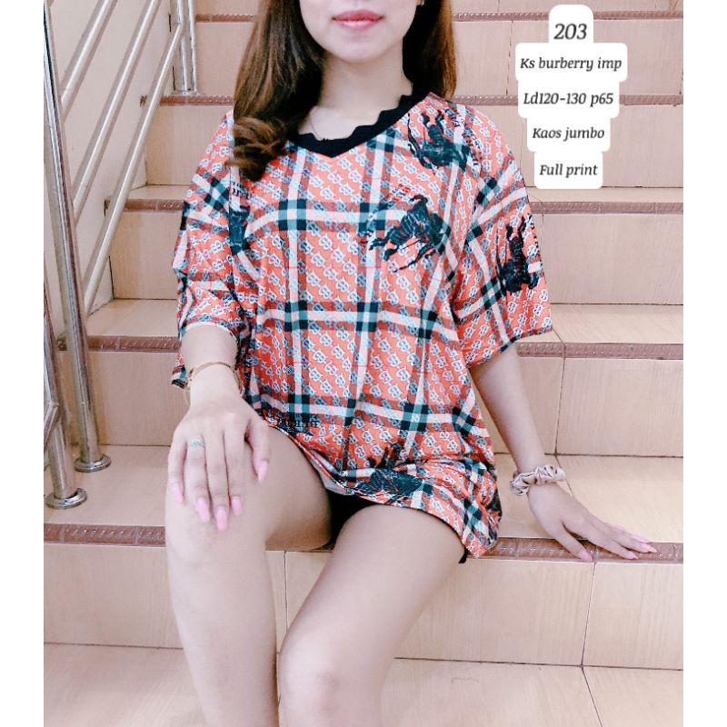 ks burberry import Jumbo FuLL PRINT / KAOS WANITA