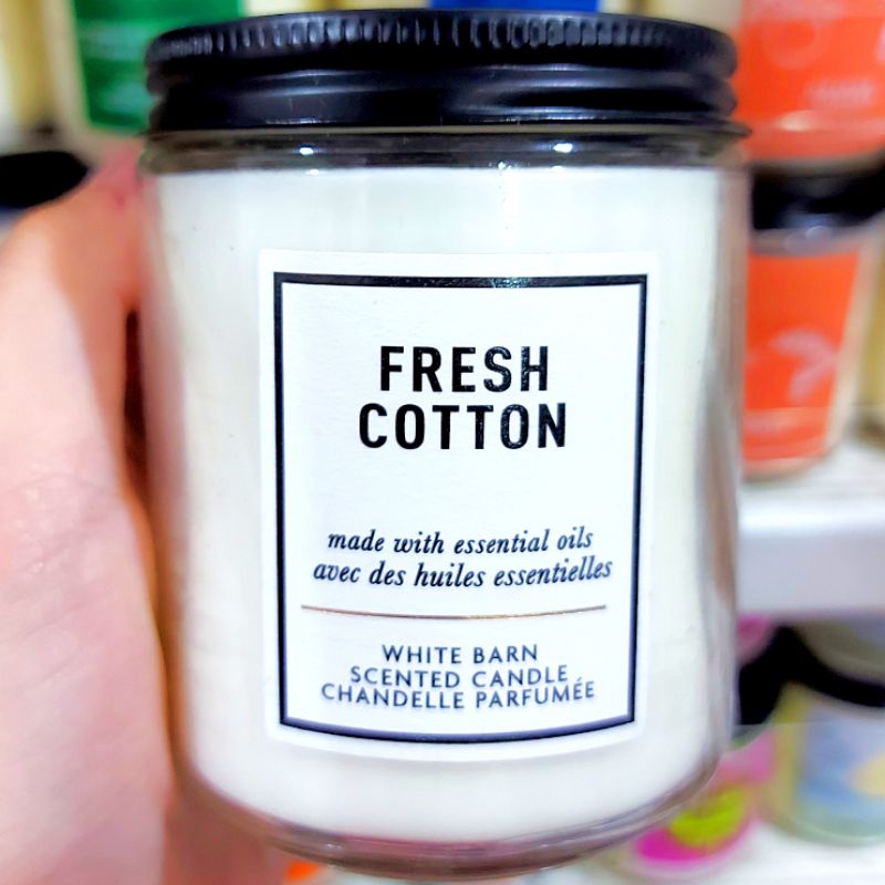 BATH AND BODY WORKS BBW FRESH COTTON SINGLE MEDIUM WICK CANDLE 198 G