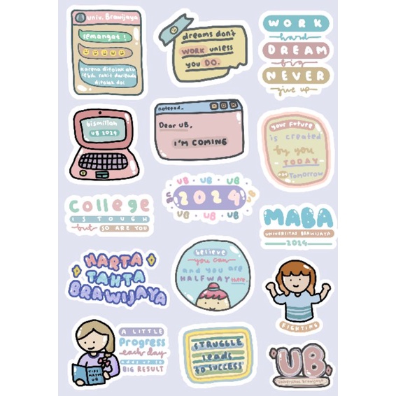 

[15 pcs] STIKER LUCU MOTIVASI MASUK UB 2024 GLOSSY LUCU MURAH UNTUK HP, LAPTOP, JURNAL DLL