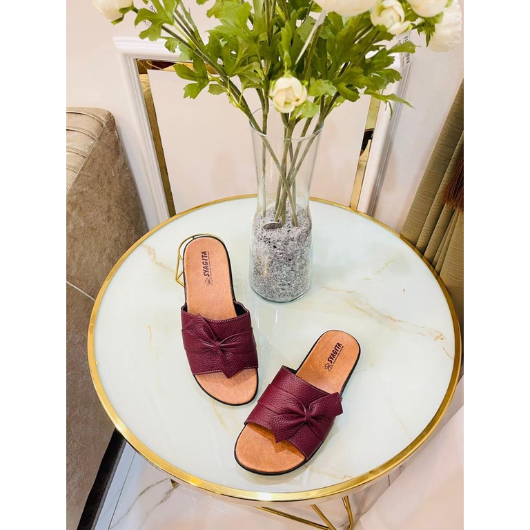 SANDAL KULIT WANITA MOPDEL KOKOP PITA BK - TOKO SYAGITA KULIT ASLI GARUT