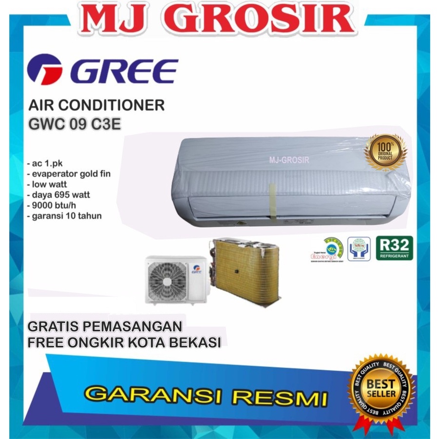 AC GREE GWC 09 C3E 1PK GWC09C3E 1PK + PASANG R32 LOW WATT LOW VOLT