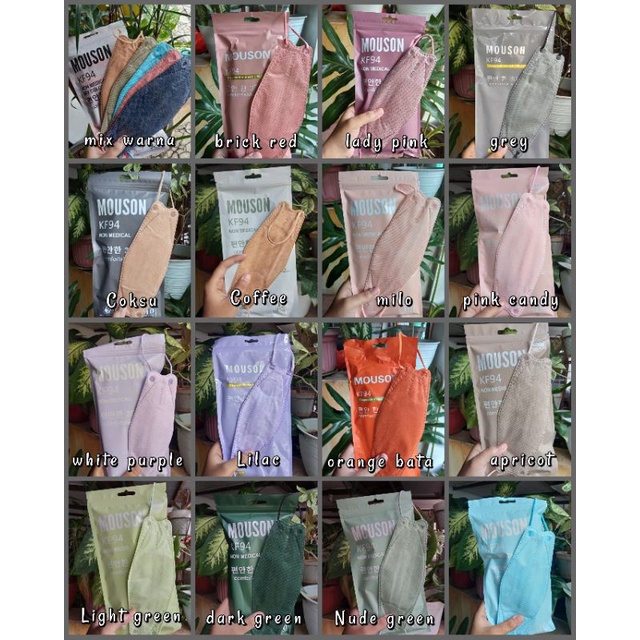 MASKER KF94 EARLOOP 4PLY MOUSON WARNA WARNI CANTOL / HIJAB KF94 COD