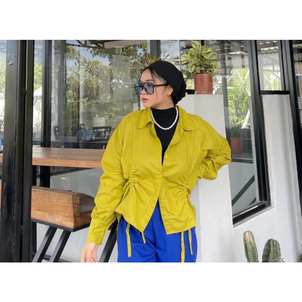 BEFAST - ZRX OOTD Blouse SAHIRA / Becca Ruched Shirt / Kemeja Oversize Wanita / Atasan Lengan Panjang / Kemeja Serut Keluaran Terbaru 2022 / Fashion Wanita Modis Kekinian / Trendy / Outfit Selebgram Terlaris