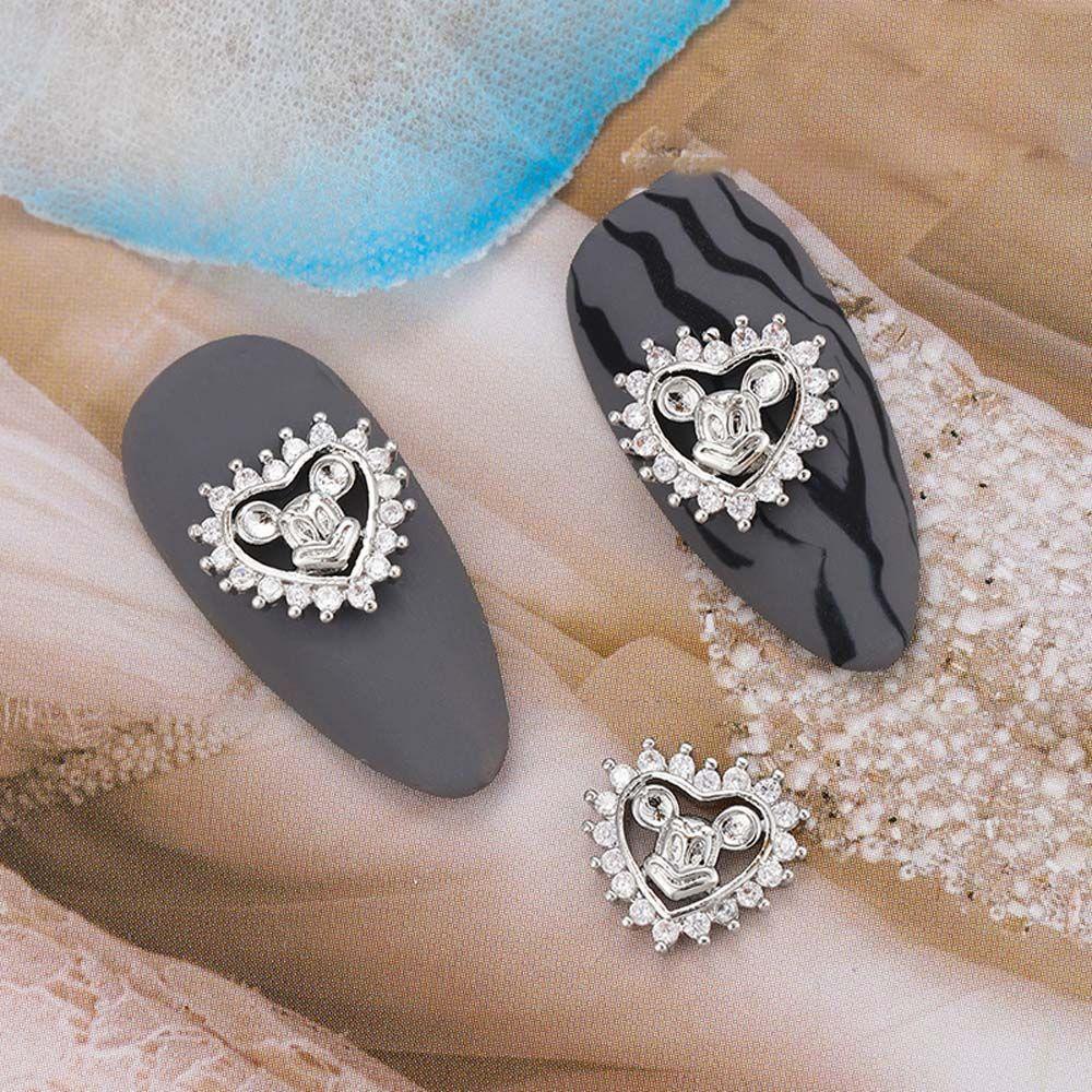 Mxbeauty Dekorasi Nail Art Hati Beruang 3D Rumbai Rhinestones Zirkon Nail Art Perhiasan