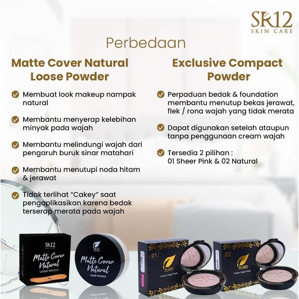 Bedak SR12 Compact Powder Tidak Mudah Luntur Whitening dan Glowing