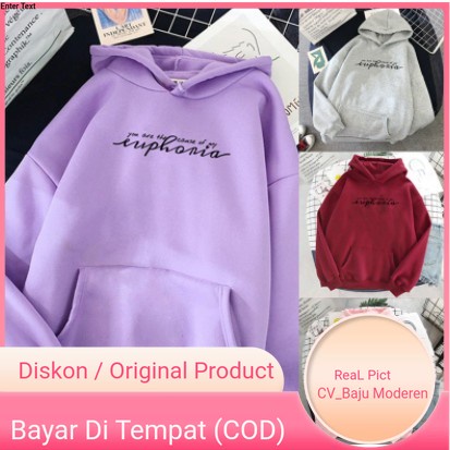 Sweater Wanita Hoodie EUPHORIA Kantung Depan