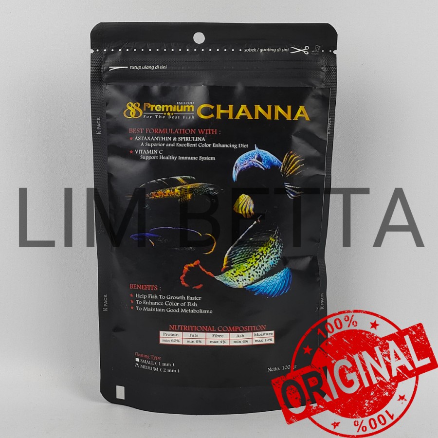 PREMIUM 88 CHANNA 100 GRAM 2MM - PELET IKAN CHANNA