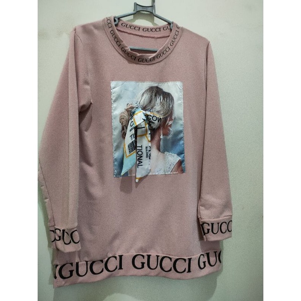 Kaos gucci gambar cewek lengan panjang