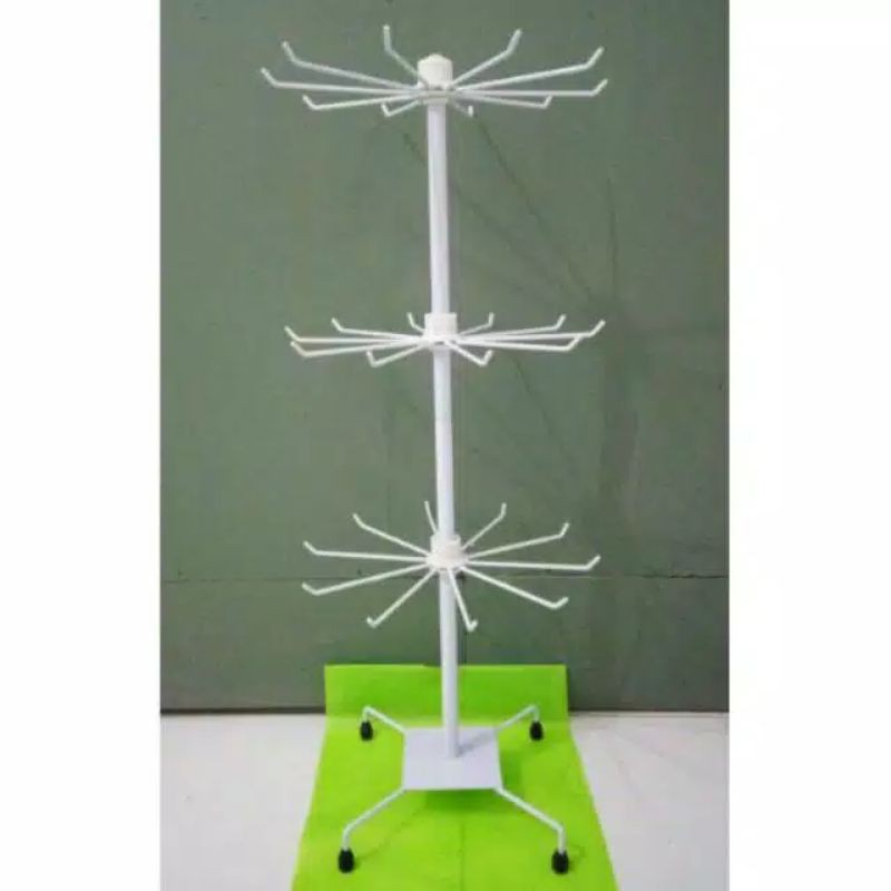 Gantungan Matahari Display Aksesoris Putar 3 Tingkat Besar Ram Putar Rak Putar Susun 3 _Bh