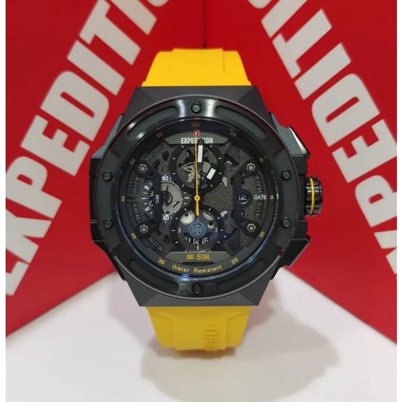 Jam Tangan Expedition E6818M Light Yellow Rubber Strap