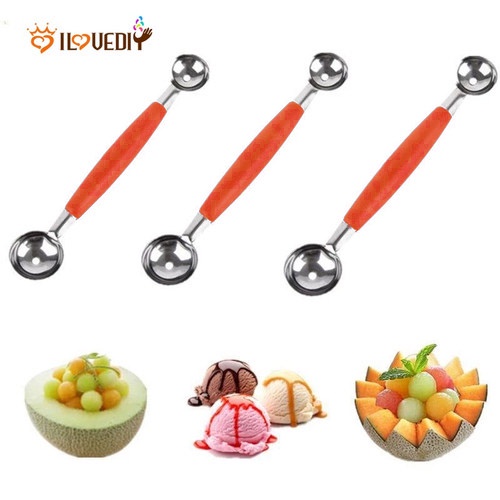 Sendok Scoop Kepala Ganda Stainless Steel Es Krim Bola Buah Melon Semangka Ice Cream