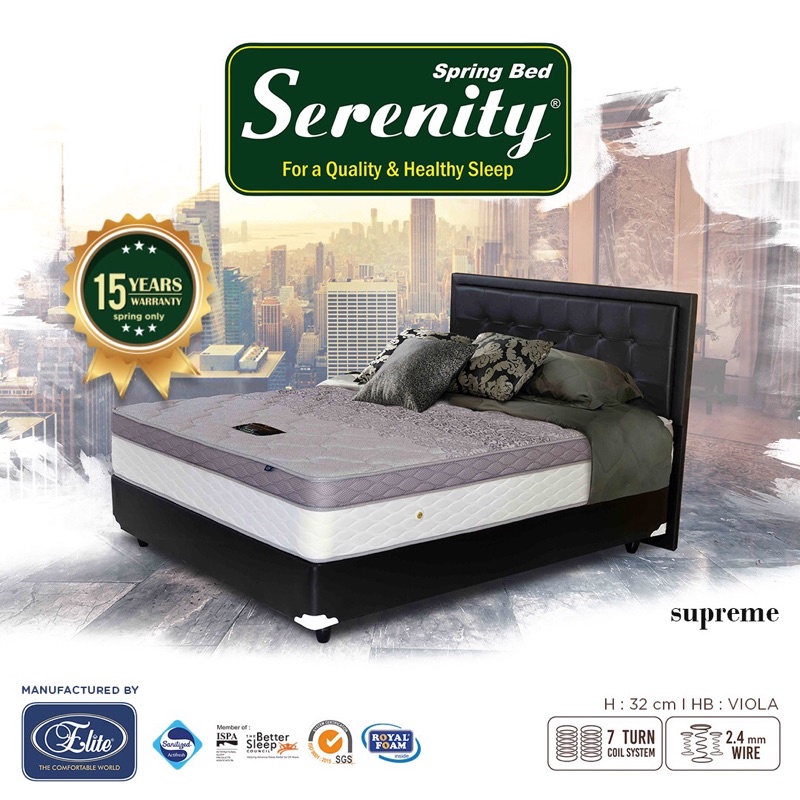 [KEDIRI] Matras / Spring Bed Merk Serenity Tipe Supreme Plush Top 120 140 160 180 BONUS BANTAL | Kas