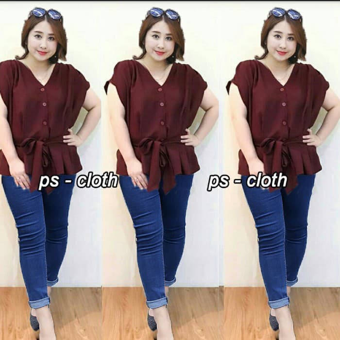 Baju Hem Wanita Jumbo Tamaron Pakaian Cewek hem2303-23