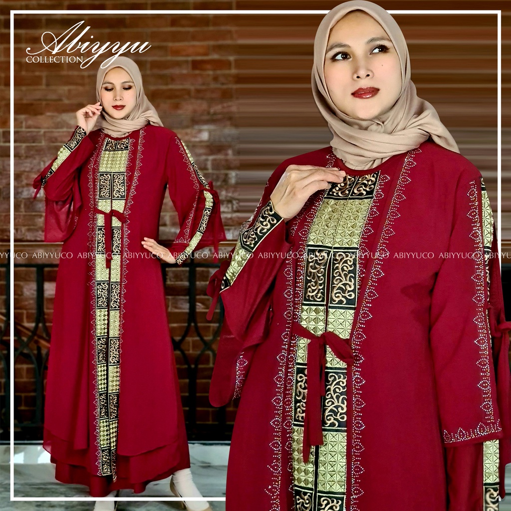 Abiyyuco GL1074 | Gamis Abaya Turkey Busui Turki Hitam dan Turkiy Warna, Ready Size S, M, L, XL, XXL, LD mulai 88 cm sampai 120 cm. Bahan Jersey mix Ceruty dengan Bordir Renda dan Mote Swarovski