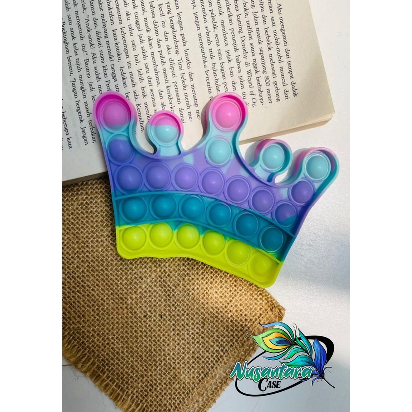 pop it fidget push bubble toys gelembung 3d rainbow pelangi karakter mainan anak NC7433-KING