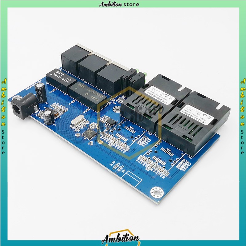 [BISA COD] Switch PCB Board Ethernet 20km Single Mode 3 RJ45 And 2 SC Fiber 10 / 100M PCBA