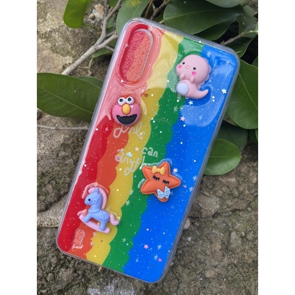 Softcase hp Samsung A01 / SamsungA01 boneka timbul motif pelangi / Rainbow Case / Teddy /