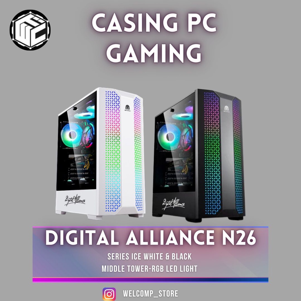 Casing PC Digital Alliance N26 Middle Tower RGB LED Light