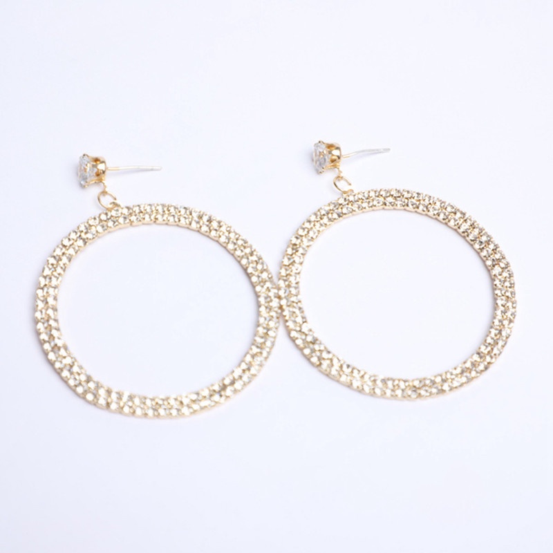 Anting Bulat Besar Bahan Alloy Gaya Vintage Untuk Wanita