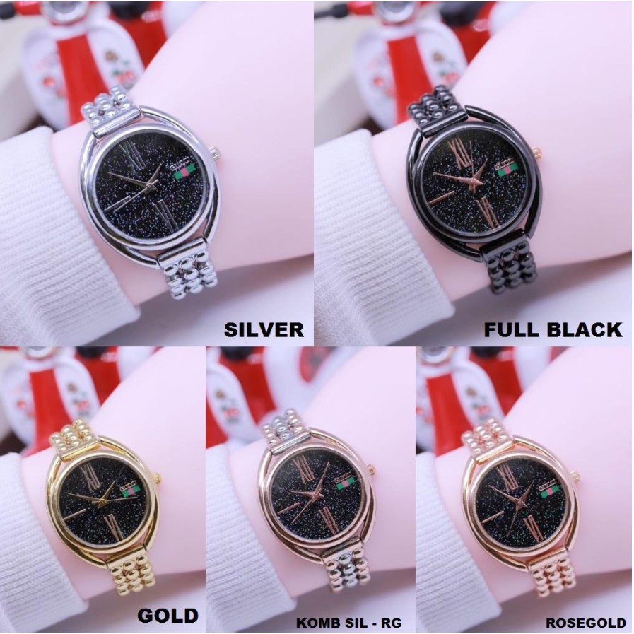 ( BAJ )JAM TANGAN MURAH GUESS FASHION RANTAI BULET PLAT HITAM ROMAWI CLASSIC // GS042