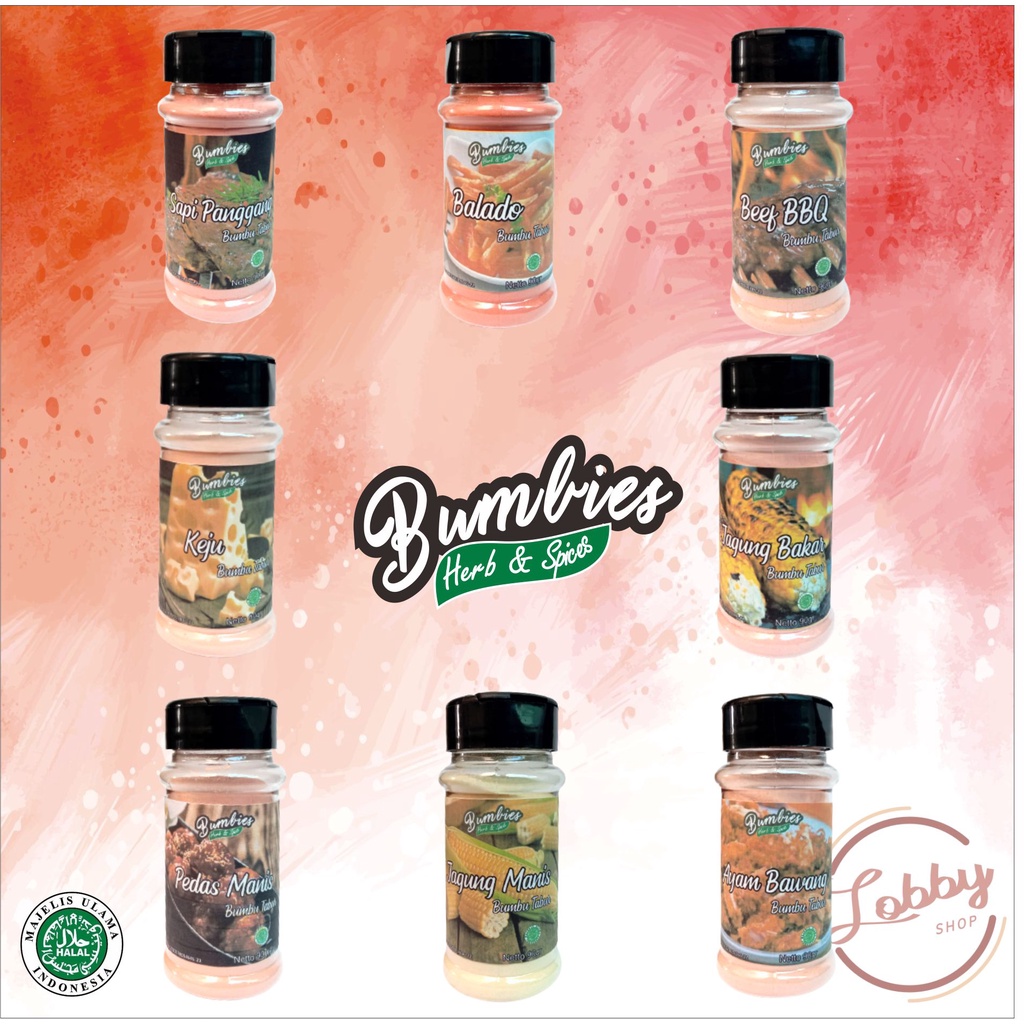 Bumbu Tabur Balado 90gr / Bumbies Herb and Spices/ Bumbu Serbaguna/ Pedas Manis Keju Balado BBQ Sapi Panggang Jagung Bakar