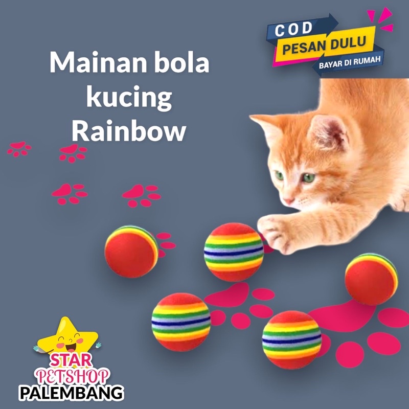 Mainan Kucing Bola Rainbow Free Packing Bubble