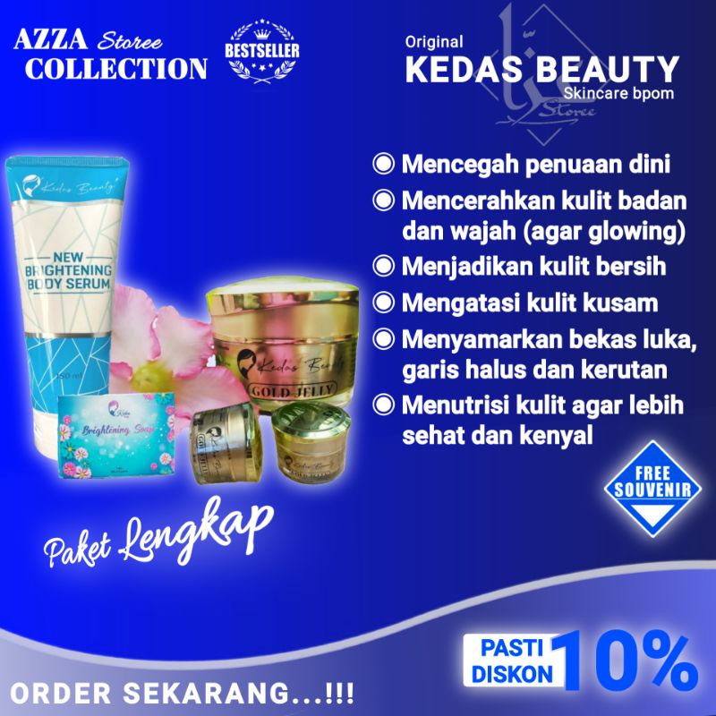 PAKET LENGKAP KEDAS BEAUTY (SABUN, GOLD JELLY DAN BODY SERUM KEDAS BEAUTY)