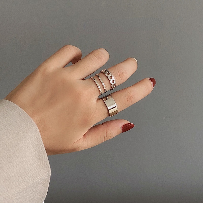 3pcs Hip Hop Set Ring Unisex Korean Personalized opening adjustable ring