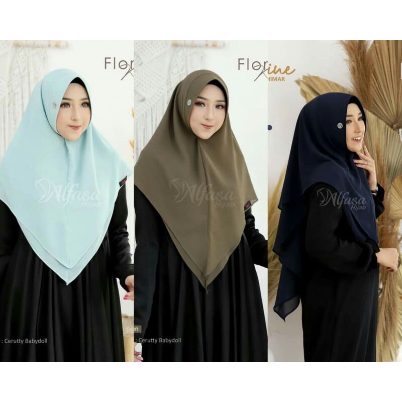 PROMO FLORINE KHIMAR BY ALFASA HIJAB JILBAB CERUTY 2 LAYER
