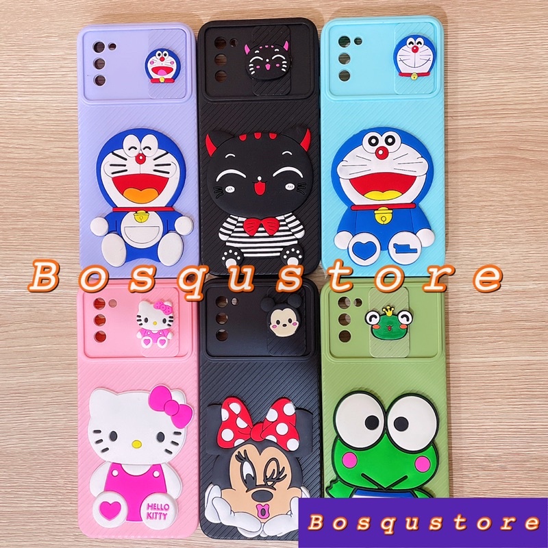 CASE SLIDE CAMERA VIVO V23E/ Y20S G/ Y20S/ Y12S/ Y20i/ Y20/ Y17/ Y15/ Y12/ Y12i/ Y11 / SOFT CASE MACARON SLIDE CAMERA KARAKTER DORAEMON HELLOKITTY KEROPPI MIMICAT MINNIEMOUSE