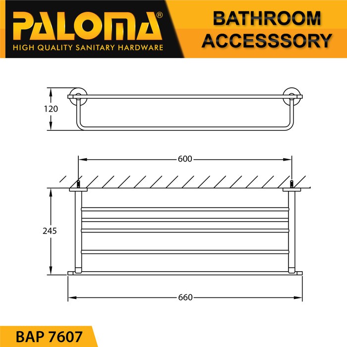 PALOMA BAP 7607 Rak Handuk Baju Gantungan Hanger Dinding Kamar Mandi