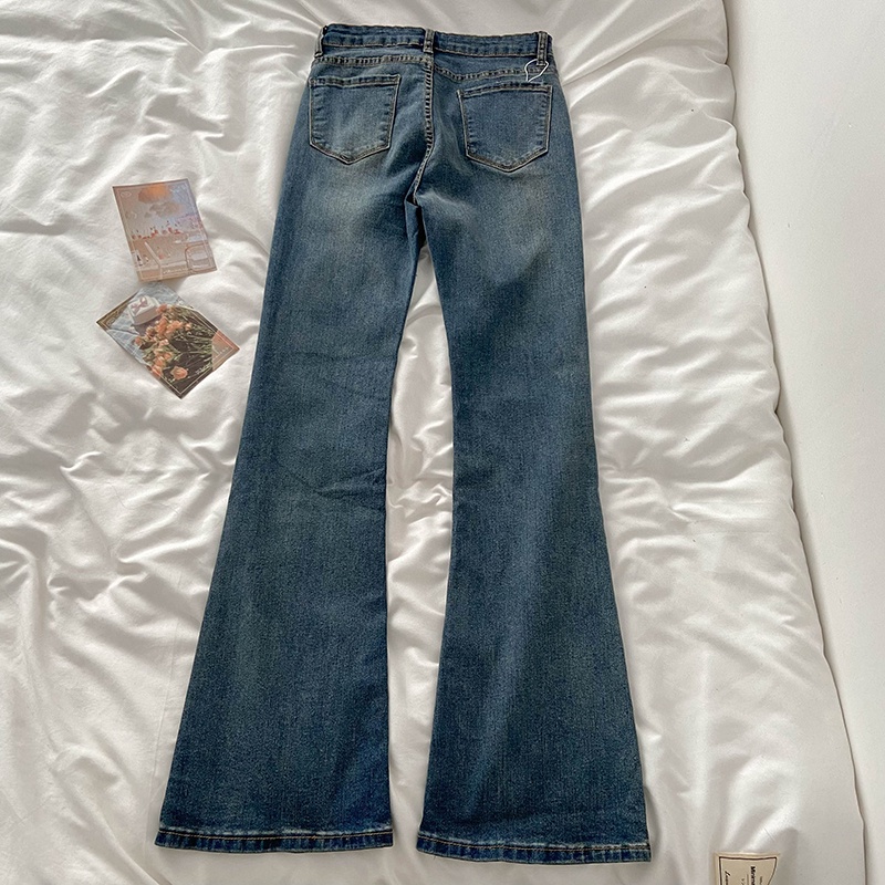 Cutbray korean highwaist celana jeans panjang wanita seksi（realpict）