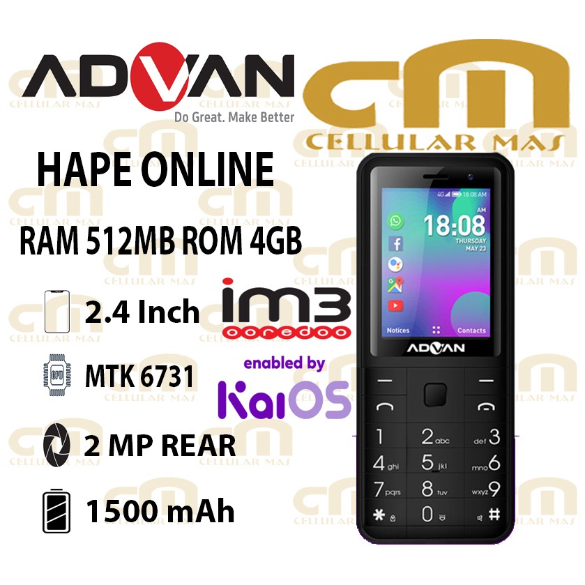 Advan Smart Feature Phone Hape Online 4G With KaiOS Indosat Only