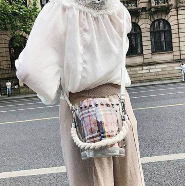 ready cod Tas wanita transparan impor perempuan dua potong pvc selempang handbag promo