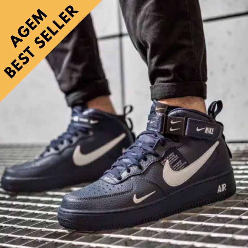 NIKE AIR FORCE ONE MID BLACK PREMIUM QUALITY