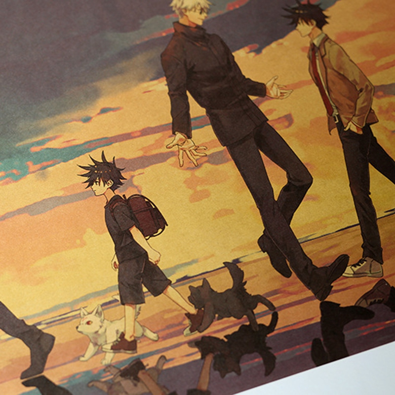 Poster Lukisan Dinding Desain Anime Jujutsu Kaisen Bahan Kertas Kraft Untuk Dekorasi Ruang Tamu-3