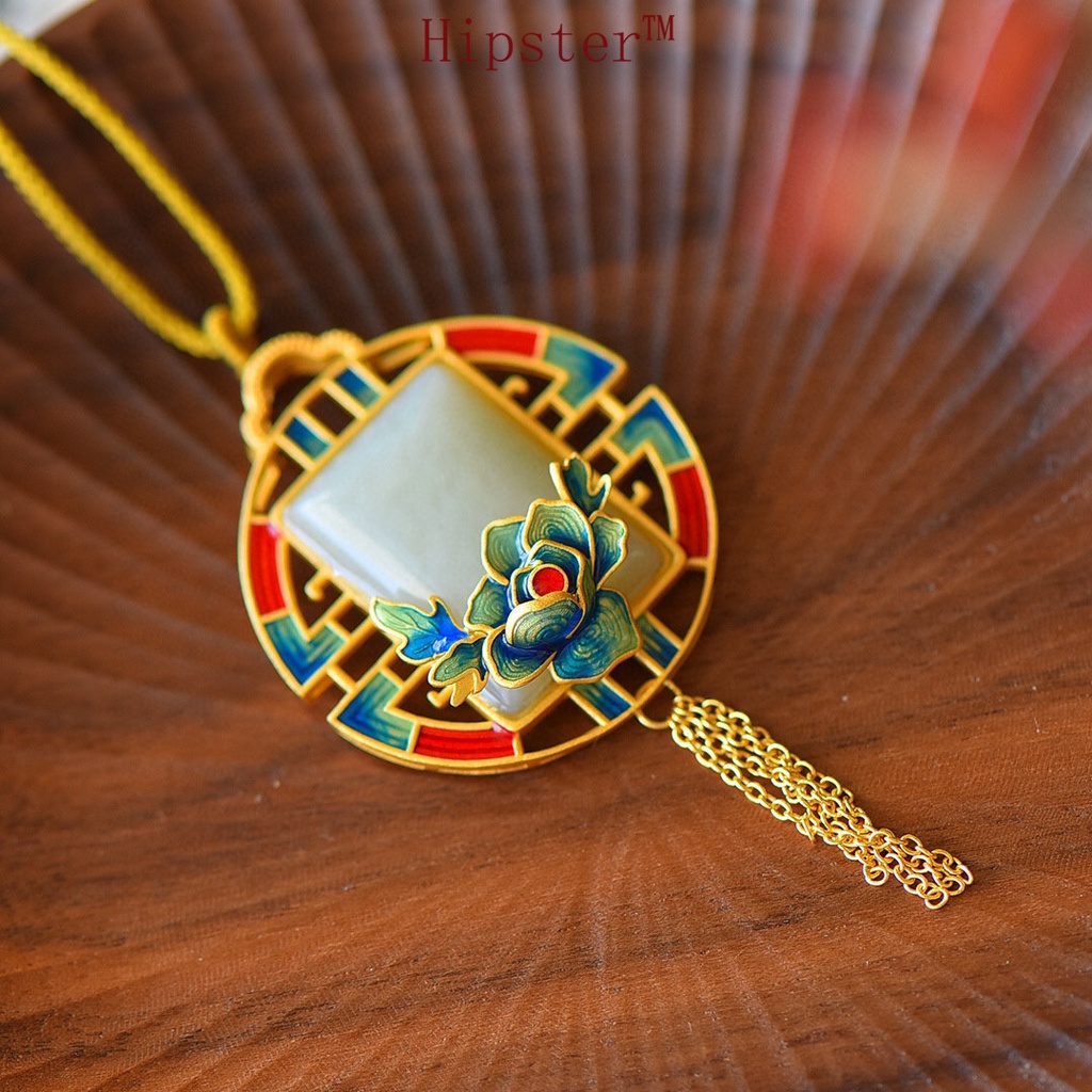 Necklace Female Accessories Enamel Hotian Jade Pendant