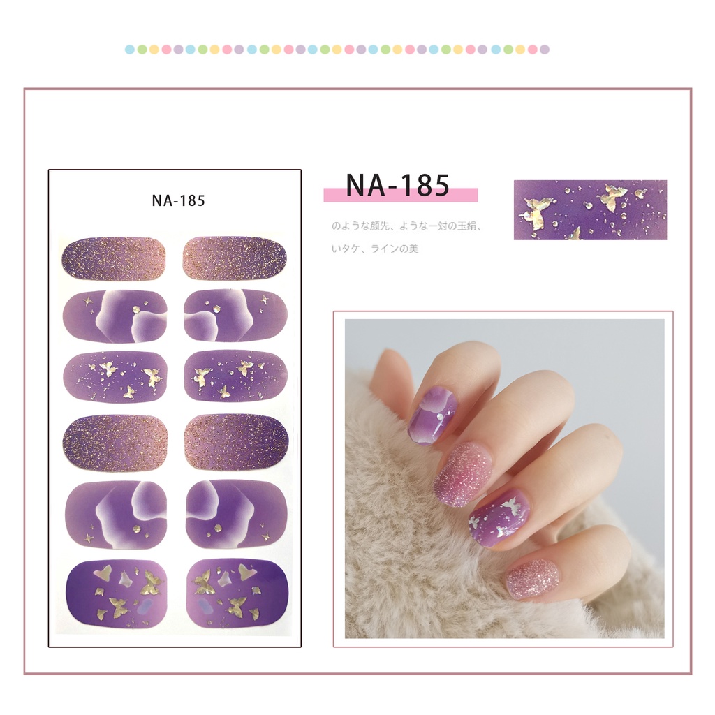 Na181-200 Lembar / Lembar Stiker Kuku Palsu 3d Bronzing Untuk Nail Art Diy